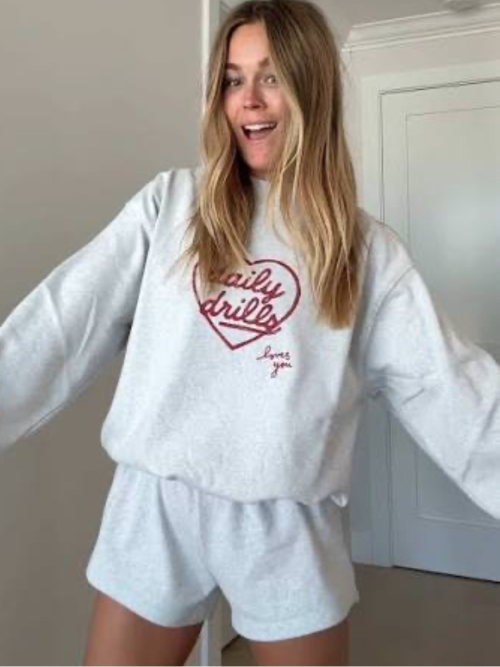 Daily Drills V-Day Oversized Vintage Crew - Heather Grey w/ Vday Patch M/L NWOT